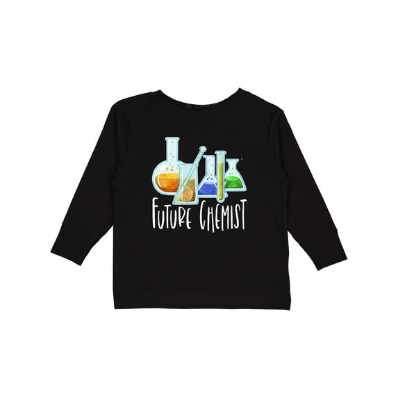 Inktastic Future Chemist with Beakers, Test Tubes and Formulas Boys or Girls Long Sleeve Toddler T-Shirt
