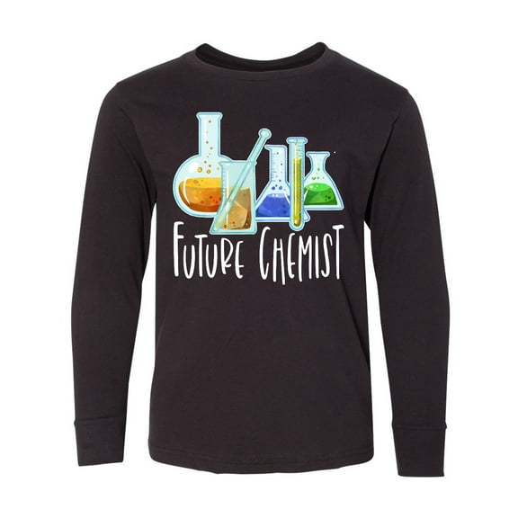 Inktastic Future Chemist with Beakers, Test Tubes and Formulas Long Sleeve Youth T-Shirt