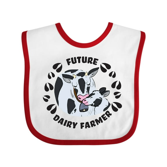 Inktastic Future Dairy Farmer with Cute Black and White Holstein Cows Boys or Girls Baby Bib