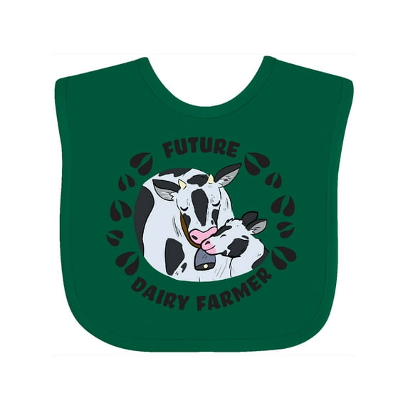 Inktastic Future Dairy Farmer with Cute Black and White Holstein Cows Boys or Girls Baby Bib