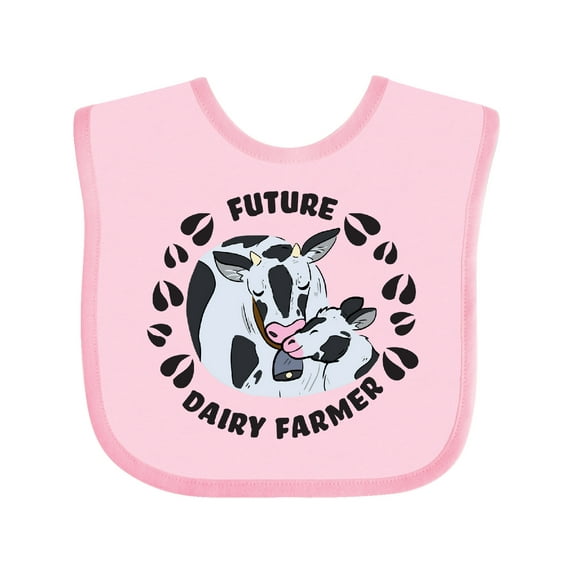 Inktastic Future Dairy Farmer with Cute Black and White Holstein Cows Boys or Girls Baby Bib