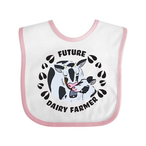Inktastic Future Dairy Farmer with Cute Black and White Holstein Cows Boys or Girls Baby Bib