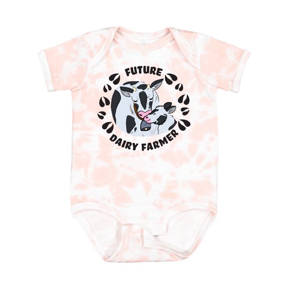 Inktastic Future Dairy Farmer with Cute Black and White Holstein Cows Boys or Girls Baby Bodysuit