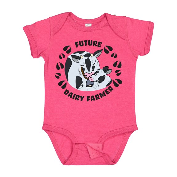 Inktastic Future Dairy Farmer with Cute Black and White Holstein Cows Boys or Girls Baby Bodysuit