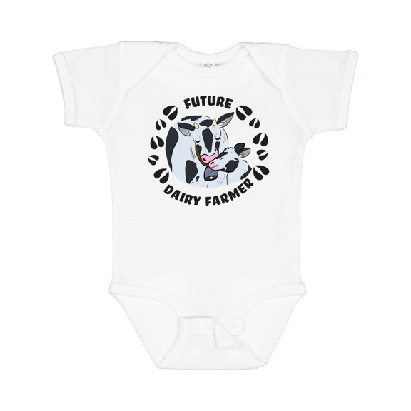 Inktastic Future Dairy Farmer with Cute Black and White Holstein Cows Boys or Girls Baby Bodysuit