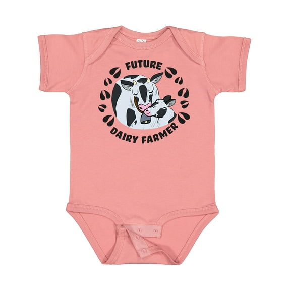 Inktastic Future Dairy Farmer with Cute Black and White Holstein Cows Boys or Girls Baby Bodysuit