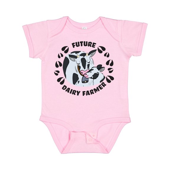 Inktastic Future Dairy Farmer with Cute Black and White Holstein Cows Boys or Girls Baby Bodysuit