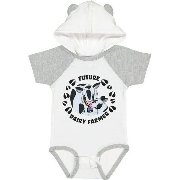 Inktastic Future Dairy Farmer with Cute Black and White Holstein Cows Boys or Girls Baby Bodysuit