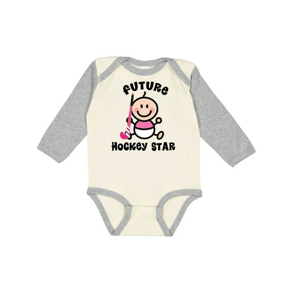 Inktastic Future Field Hockey Player Baby Girl Girls Long Sleeve Baby Bodysuit