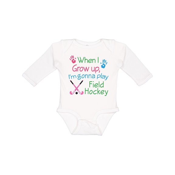 Inktastic Future Field Hockey Player Boys or Girls Long Sleeve Baby Bodysuit