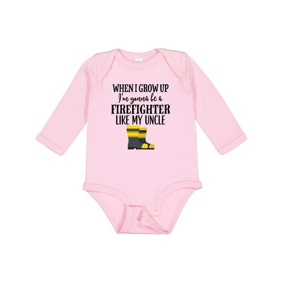 Inktastic Future Firefighter Like My Uncle Boys or Girls Long Sleeve Baby Bodysuit