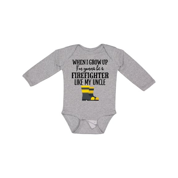 Inktastic Future Firefighter Like My Uncle Boys or Girls Long Sleeve Baby Bodysuit