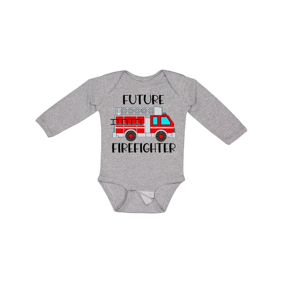 Inktastic Future Firefighter Red Fire Truck Engine Boys or Girls Long Sleeve Baby Bodysuit