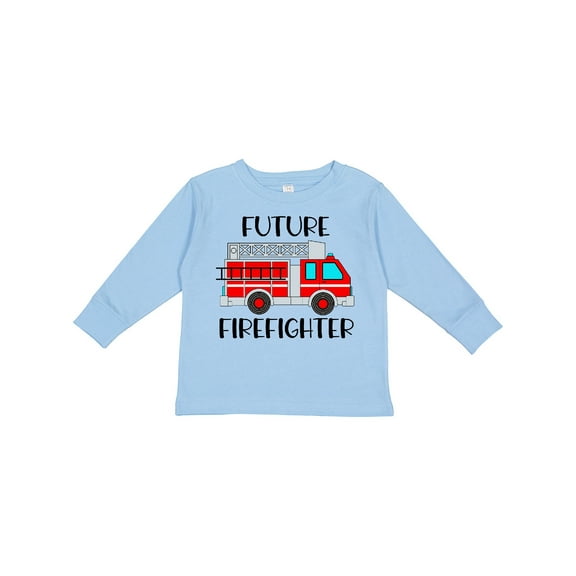 Inktastic Future Firefighter Red Fire Truck Engine Boys or Girls Long Sleeve Toddler T-Shirt