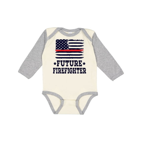 Inktastic Future Firefighter USA Boys or Girls Long Sleeve Baby Bodysuit