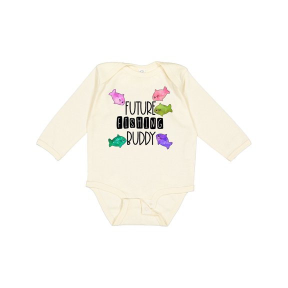 Inktastic Future Fishing Buddy with Colorful Fish Boys or Girls Long Sleeve Baby Bodysuit