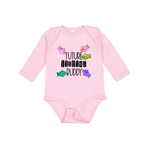 Inktastic Future Fishing Buddy with Colorful Fish Boys or Girls Long Sleeve Baby Bodysuit