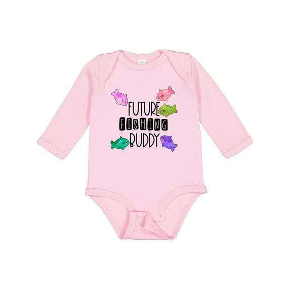 Inktastic Future Fishing Buddy with Colorful Fish Boys or Girls Long Sleeve Baby Bodysuit