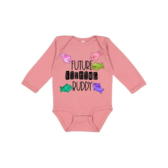 Inktastic Future Fishing Buddy with Colorful Fish Boys or Girls Long Sleeve Baby Bodysuit