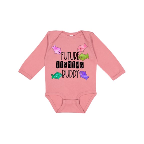 Inktastic Future Fishing Buddy with Colorful Fish Boys or Girls Long Sleeve Baby Bodysuit