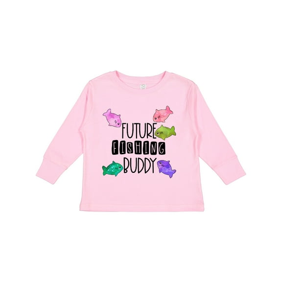 Inktastic Future Fishing Buddy with Colorful Fish Boys or Girls Long Sleeve Toddler T-Shirt