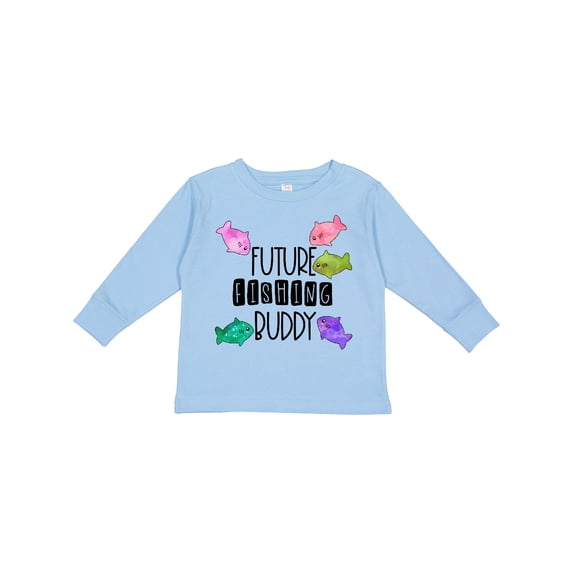Inktastic Future Fishing Buddy with Colorful Fish Boys or Girls Long Sleeve Toddler T-Shirt