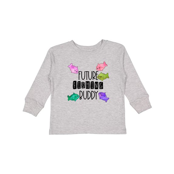 Inktastic Future Fishing Buddy with Colorful Fish Boys or Girls Long Sleeve Toddler T-Shirt