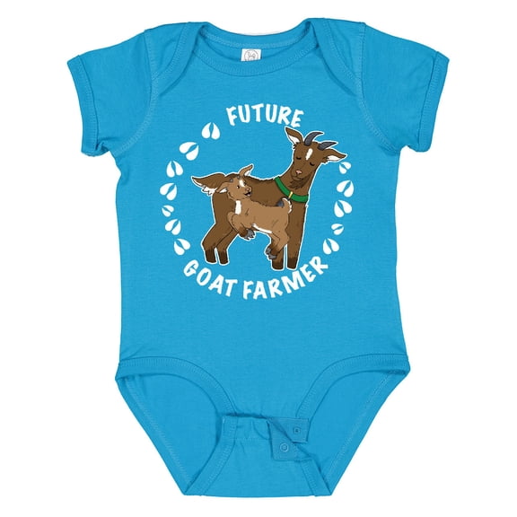 Inktastic Future Goat Farmer with Cute Goats and Hoof Prints Boys or Girls Baby Bodysuit