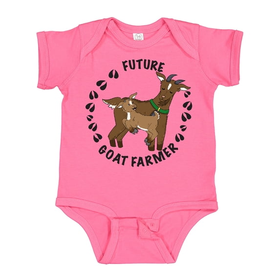 Inktastic Future Goat Farmer with Cute Goats and Hoof Prints Boys or Girls Baby Bodysuit