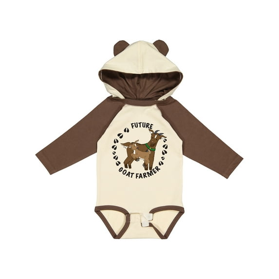 Inktastic Future Goat Farmer with Cute Goats and Hoof Prints Boys or Girls Long Sleeve Baby Bodysuit