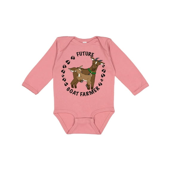 Inktastic Future Goat Farmer with Cute Goats and Hoof Prints Boys or Girls Long Sleeve Baby Bodysuit