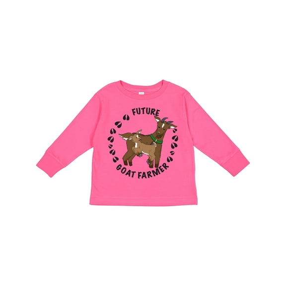 Inktastic Future Goat Farmer with Cute Goats and Hoof Prints Boys or Girls Long Sleeve Toddler T-Shirt