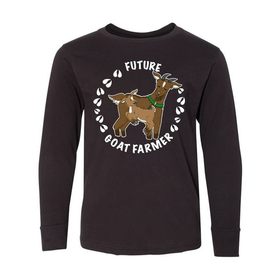 Inktastic Future Goat Farmer with Cute Goats and Hoof Prints Long Sleeve Youth T-Shirt