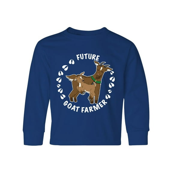 Inktastic Future Goat Farmer with Cute Goats and Hoof Prints Long Sleeve Youth T-Shirt