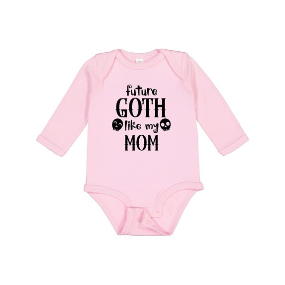 Inktastic Future Goth Like My Mom with Skulls Boys or Girls Long Sleeve Baby Bodysuit