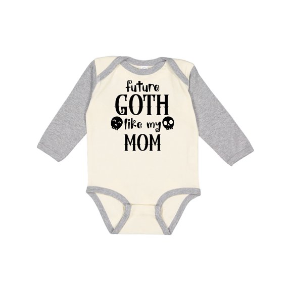 Inktastic Future Goth Like My Mom with Skulls Boys or Girls Long Sleeve Baby Bodysuit