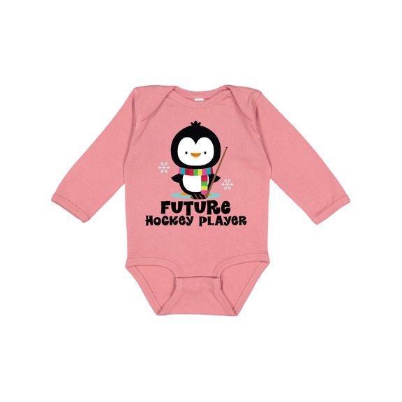 Inktastic Future Hockey Player Penguin Boys or Girls Long Sleeve Baby Bodysuit