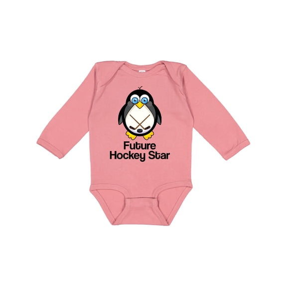 Inktastic Future Hockey Star Penguin Boys or Girls Long Sleeve Baby Bodysuit