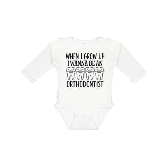 Inktastic Future Orthodontist Dental Care Gift Boys or Girls Long Sleeve Baby Bodysuit