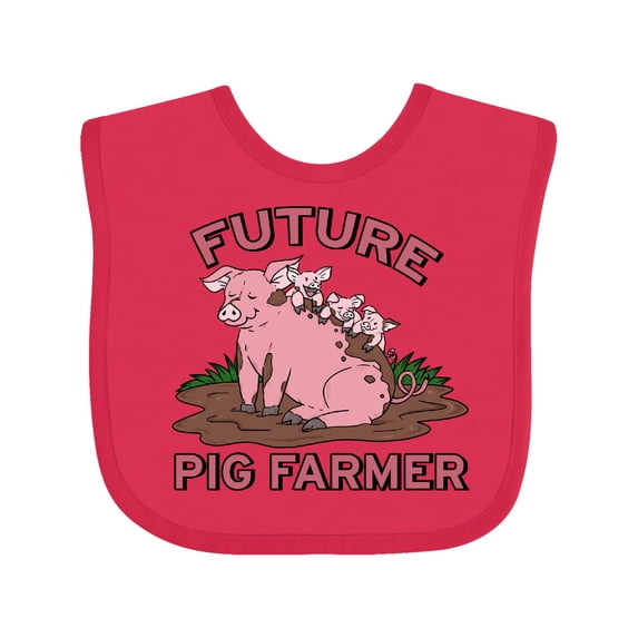 Inktastic Future Pig Farmer with Cute Pig Family Boys or Girls Baby Bib