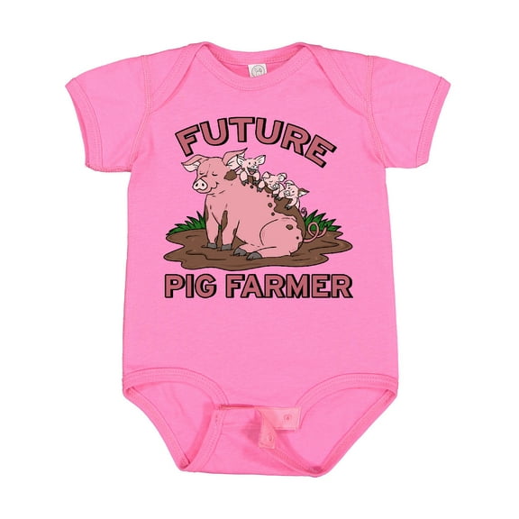 Inktastic Future Pig Farmer with Cute Pig Family Boys or Girls Baby Bodysuit