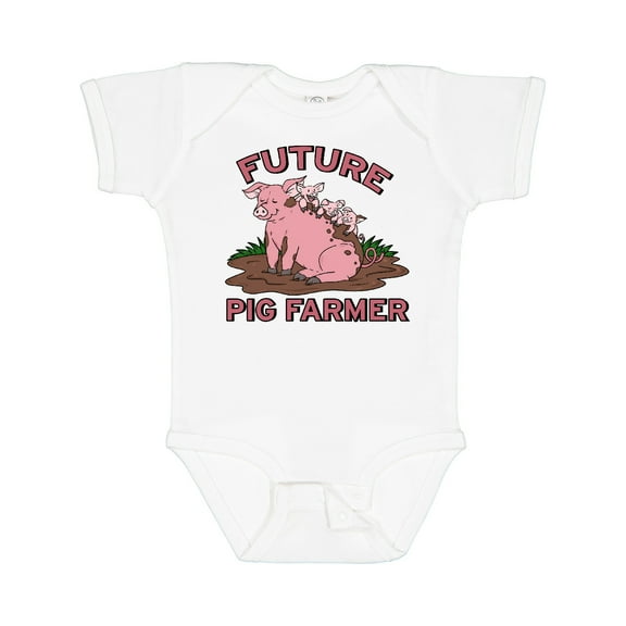 Inktastic Future Pig Farmer with Cute Pig Family Boys or Girls Baby Bodysuit