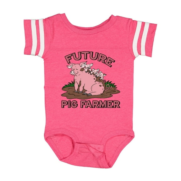 Inktastic Future Pig Farmer with Cute Pig Family Boys or Girls Baby Bodysuit