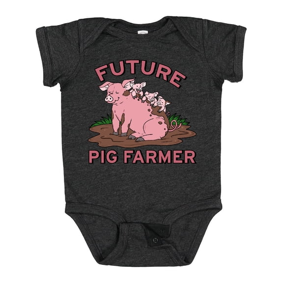 Inktastic Future Pig Farmer with Cute Pig Family Boys or Girls Baby Bodysuit