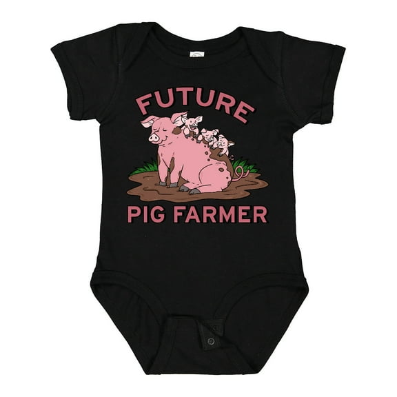Inktastic Future Pig Farmer with Cute Pig Family Boys or Girls Baby Bodysuit