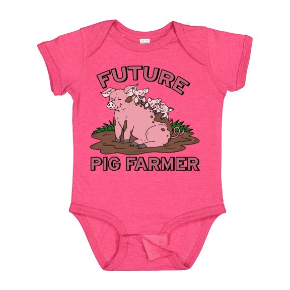 Inktastic Future Pig Farmer with Cute Pig Family Boys or Girls Baby Bodysuit