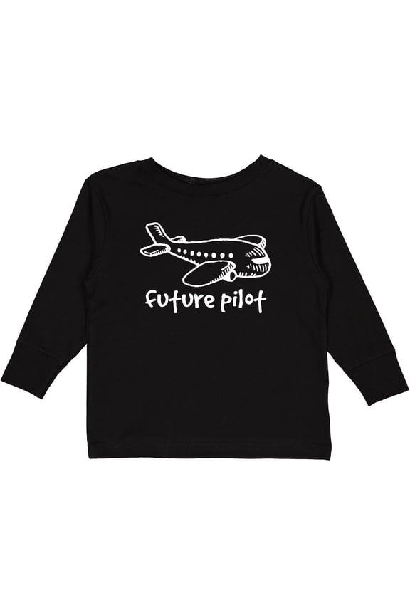 Future Pilot Airplane Doodle Plane Boys or Girls Long Sleeve Toddler T-Shirt