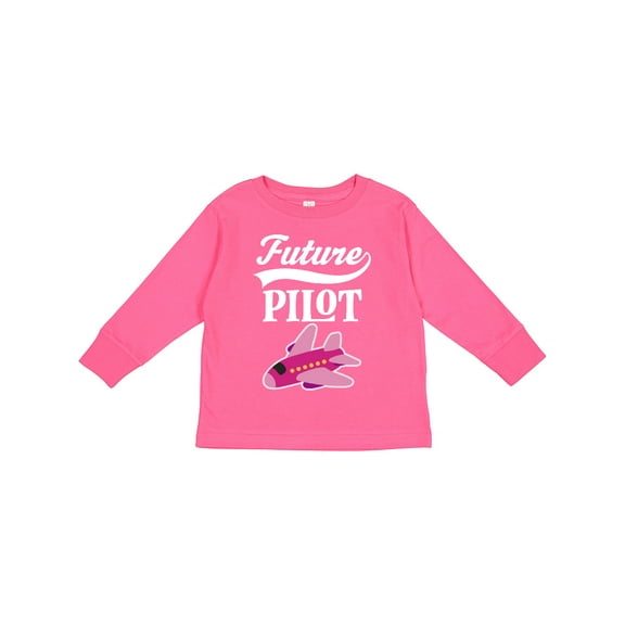Inktastic Future Pilot Girls Airplane Career Girls Long Sleeve Toddler T-Shirt