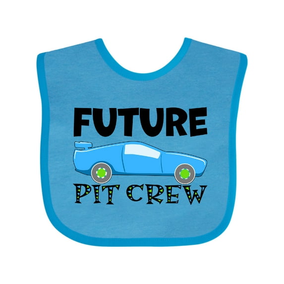 Inktastic Future Pit Crew Blue Race Car Boys or Girls Baby Bib