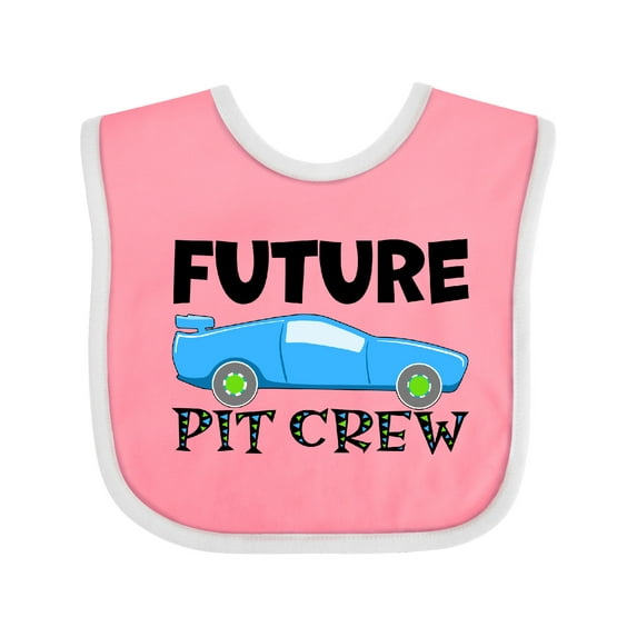 Inktastic Future Pit Crew Blue Race Car Boys or Girls Baby Bib